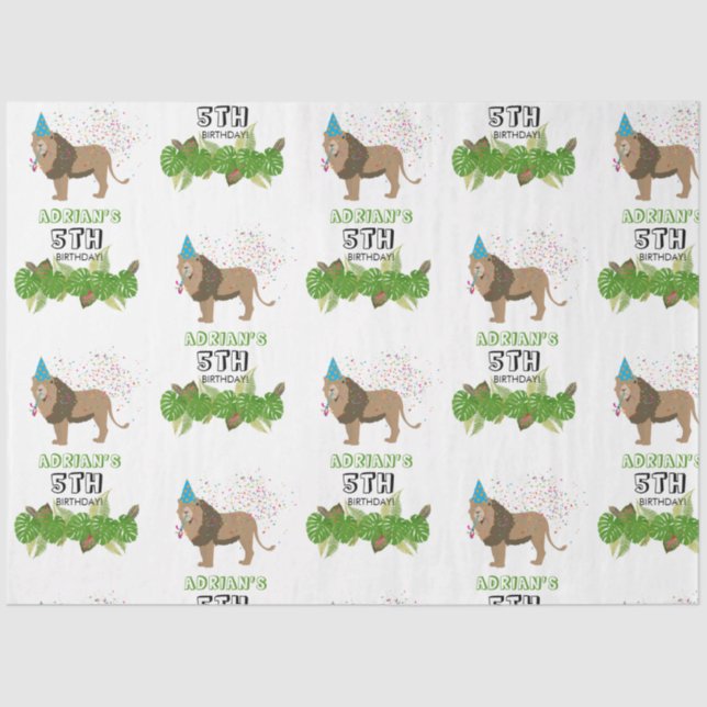 Papier Mousseline Lion Jungle Fête Animaux Fête Anniversaire Personn (Recto)