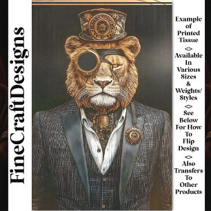 Papier Mousseline Lion Majestic Steampunk En Costume AC1 Découpage