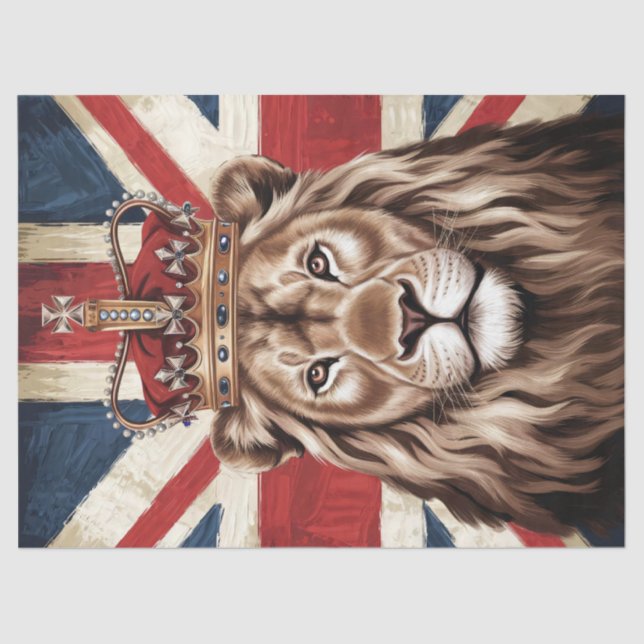 Papier Mousseline Lion portant un drapeau britannique de la Couronne (Recto)