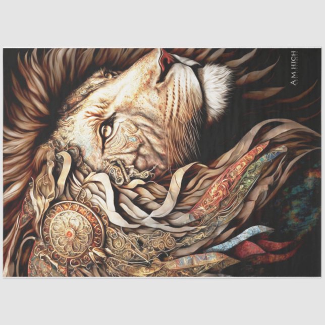 Papier Mousseline Lion Steampunk (Recto)