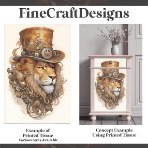 Papier Mousseline Lion Steampunk chic laiton et cuivre E1R Découpage