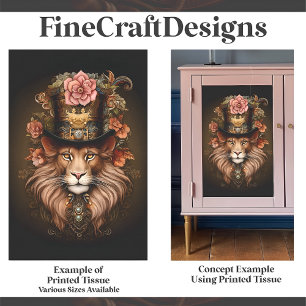Papier Mousseline Lion Steampunk Magnifique Floral En Découpage E2 C