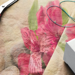 Papier Mousseline Lis Peruviennes roses avec des pierres