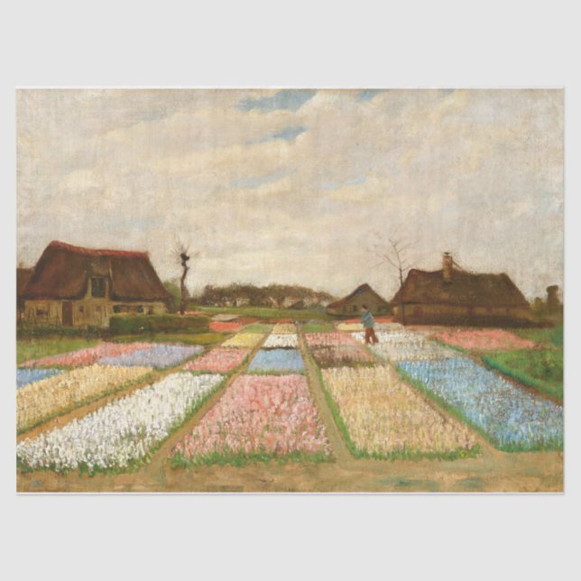 Papier Mousseline Lits à fleurs en Hollande par Vincent Van Gogh (Recto)