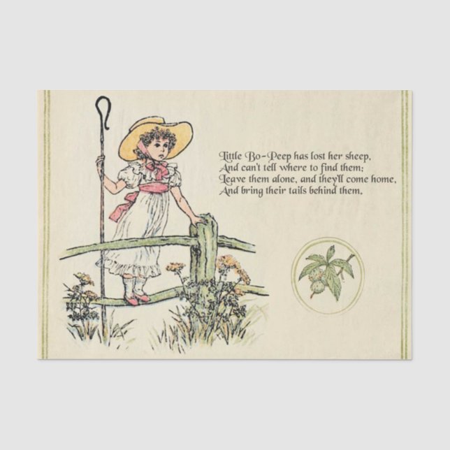 Papier Mousseline Little Bo-Peep : Pépinière classique Kate Greenawa (Recto)