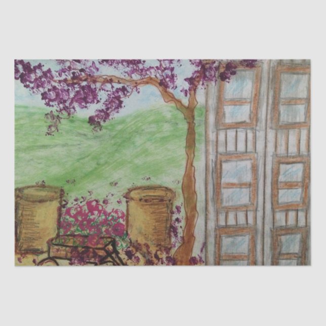 Papier Mousseline Little Wagon aux fleurs (Recto)