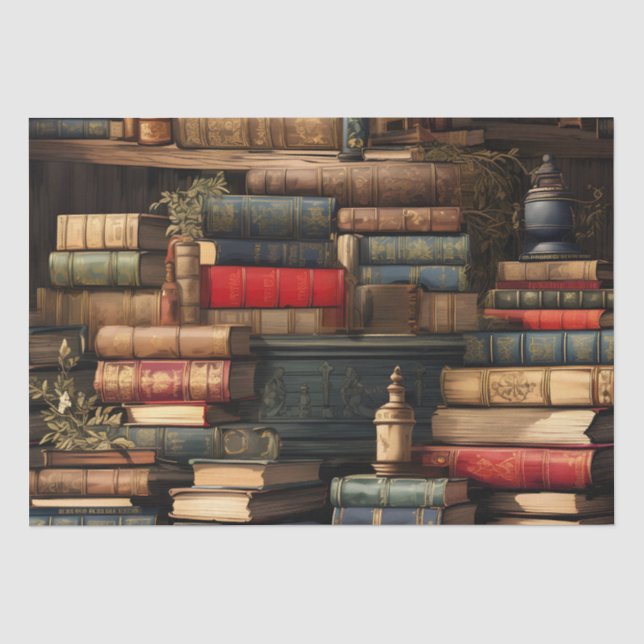 Papier Mousseline Livres Et Plante (Recto)