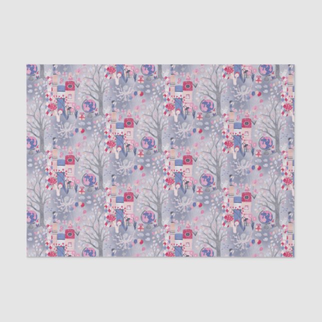 Papier Mousseline Livres Fairytale et Créatures Magiques Gris (Recto)