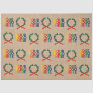 Papier Mousseline Logo d'entreprise de Noël Wreath Kraft Vintage