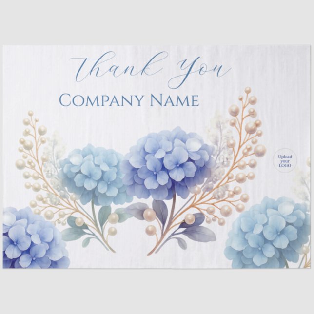 Papier Mousseline Logo élégant du Merci Hydrangea Blue (Recto)