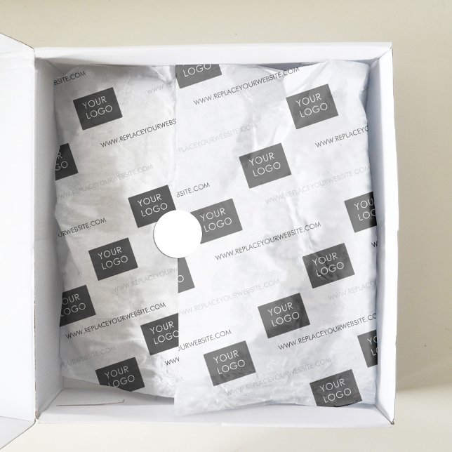 Papier Mousseline Logo Modèle Entreprise Packaging Blanc (Créateur téléchargé)