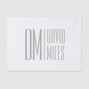 Papier Mousseline Logo Stylish Minimal & Modern Grey Initiales & Nom