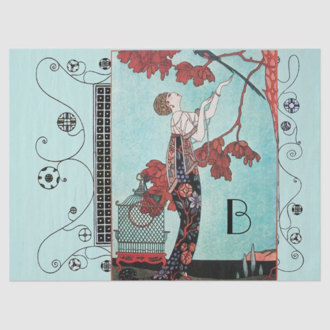 PAPIER MOUSSELINE L'OISEAU VOLONTAIRE, LE MONOGRAMME DU DESIGNER MOD (Recto)