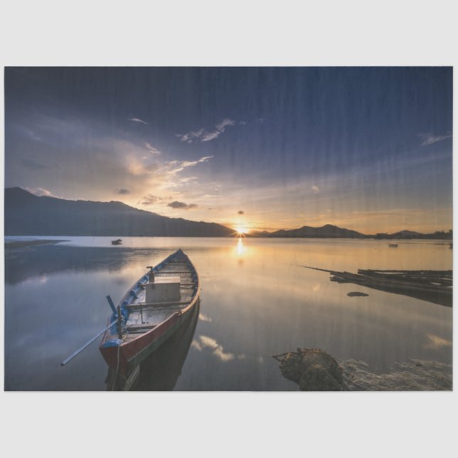 Papier Mousseline Lonely Boat Ocean 20-x30 Decoupage (Recto)