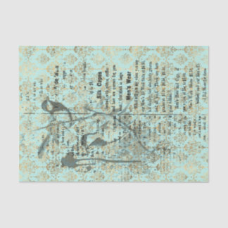 Papier Mousseline Long Vintage Turquoise