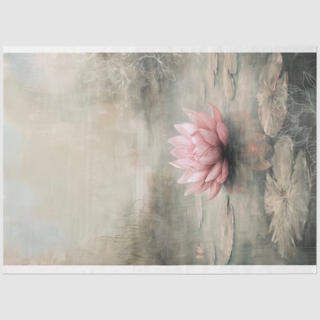 Papier Mousseline Lotus Art rose poussiéreux, lac Ethereal (Recto)