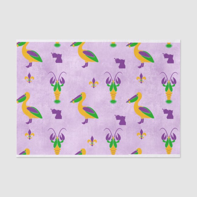 Papier Mousseline Louisiane à thème Mardi Gras (Recto)