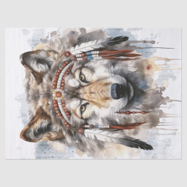 Papier Mousseline Loup amérindien (Recto)