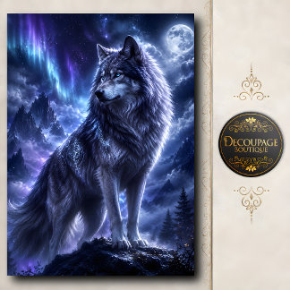 Papier Mousseline Loup auroral lunaire mystique découpage
