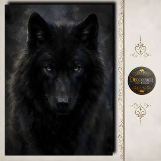 Papier Mousseline Loup noir regard intense découpage