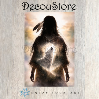 Papier Mousseline Loup spirituel intérieur en découpage