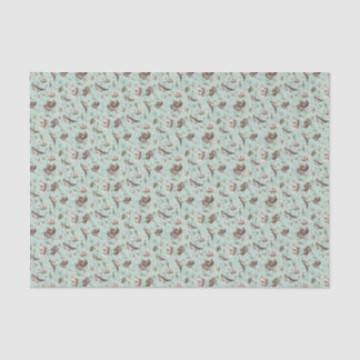 Papier Mousseline Loutres en bleu