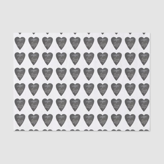 Papier Mousseline Love and Heart in Chalk Chalkboard Pattern (Recto)