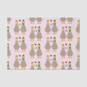 Papier Mousseline Love Ducks Valentine's Day Initiales personnalisée
