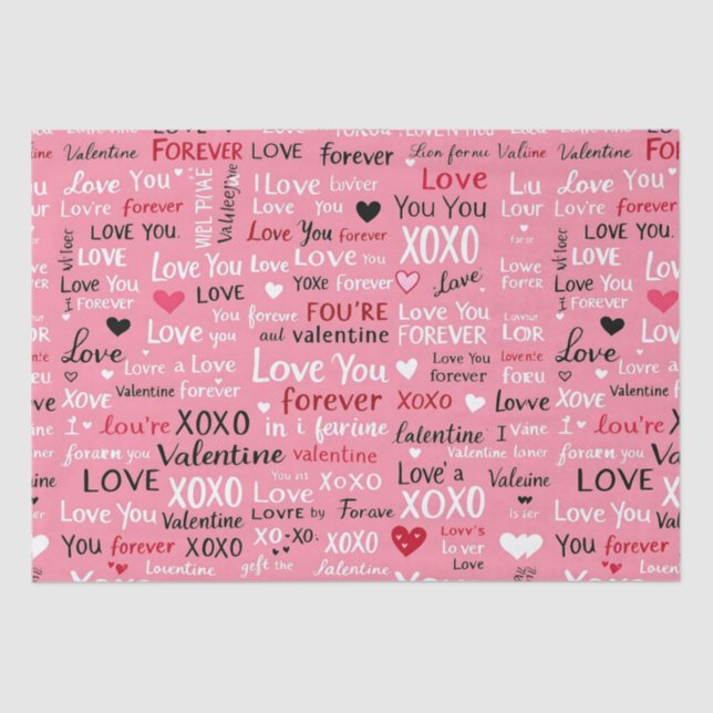 Papier Mousseline Love Forever - Saint Valentin Motif de typographie (Recto)
