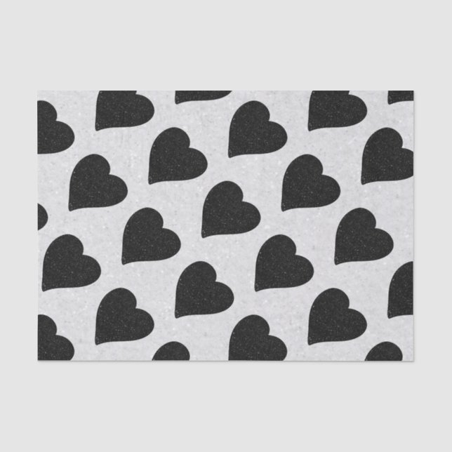Papier Mousseline Love Heart Black Parties scintillant papier de la  (Recto)