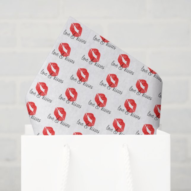 Papier Mousseline Love & Kisses Red LIps Tissu Papier (Sac cadeau)
