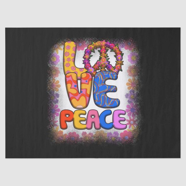 Papier Mousseline Love Peace Retro 60s & les années 70 Floral Hippie (Recto)