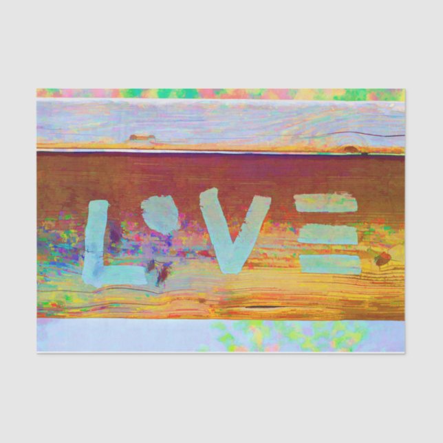 Papier Mousseline Love Retro Hippy Brown Green Bohemian Country Art (Recto)