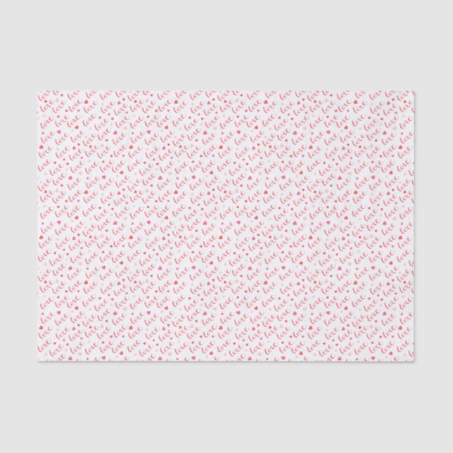 Papier Mousseline Love Valentine Pink Red Hearts (Recto)