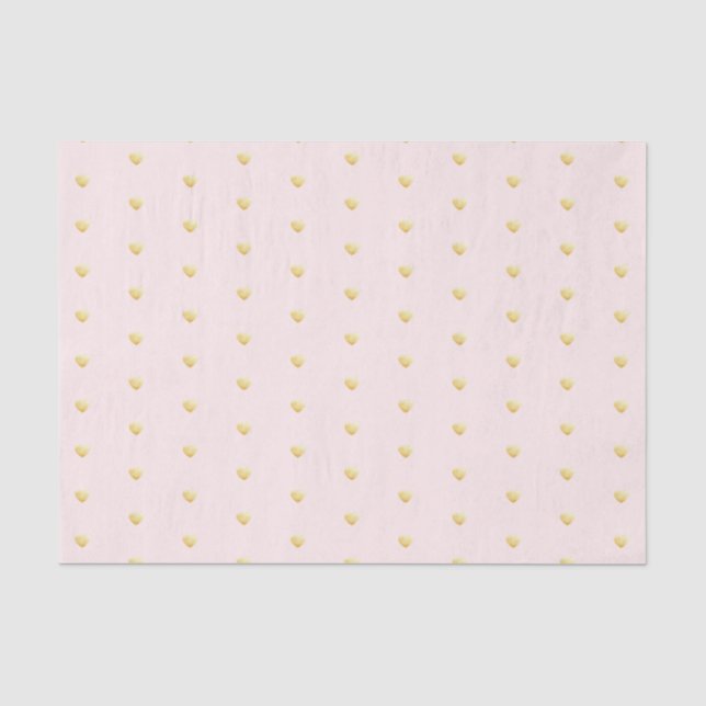 Papier Mousseline Lovely Gold Hearts Faux Foil Motif sur rose pâle (Recto)