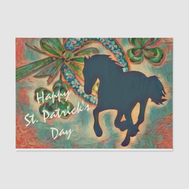 Papier Mousseline Lucky Horseshoe et Horse St. Patrick's Day (Recto)