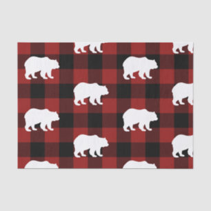 Papier Mousseline Lumberjack Red Buffalo Plaid Bear Motif Holiday
