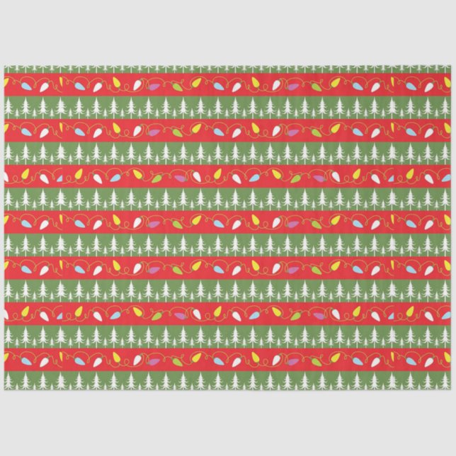 Papier Mousseline Lumières et arbres de Noël (Recto)