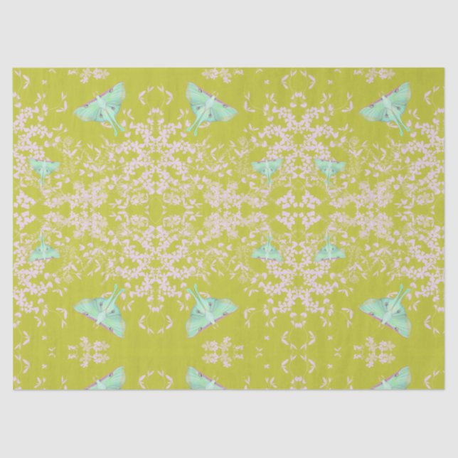 Papier Mousseline Luna Moth on Lime (Recto)