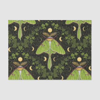 Papier Mousseline Luna moth, phases de lune et damas de lierre 2