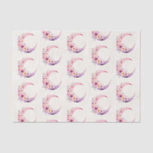 Papier Mousseline Lune rose Croissant avec Jolie Fleurs Motif