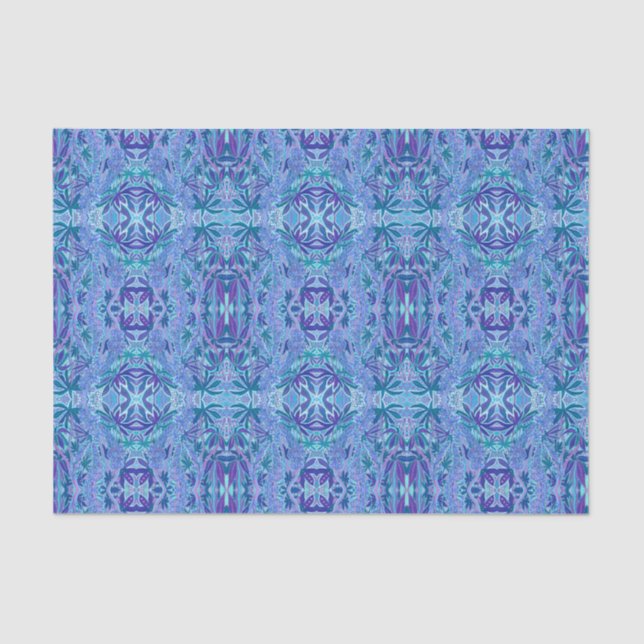 Papier Mousseline Lupine Fleur Bohême Boho Arabesque Motif Bleu (Recto)