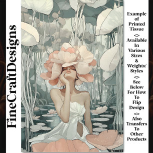 Papier Mousseline Lush Botanical Goddess Corail, Blush CC2 Découpage
