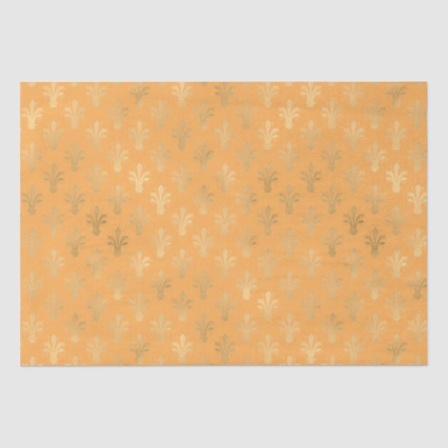 Papier Mousseline Lux Gold Fleur de Lis et Marigold Tissu Paper (Recto)