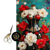 Luxe Black Gold Corset Mannequin Rouge Floral