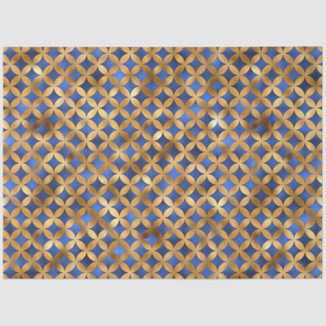 Papier Mousseline Luxe Blue et Gold Series Design 16 (Recto)