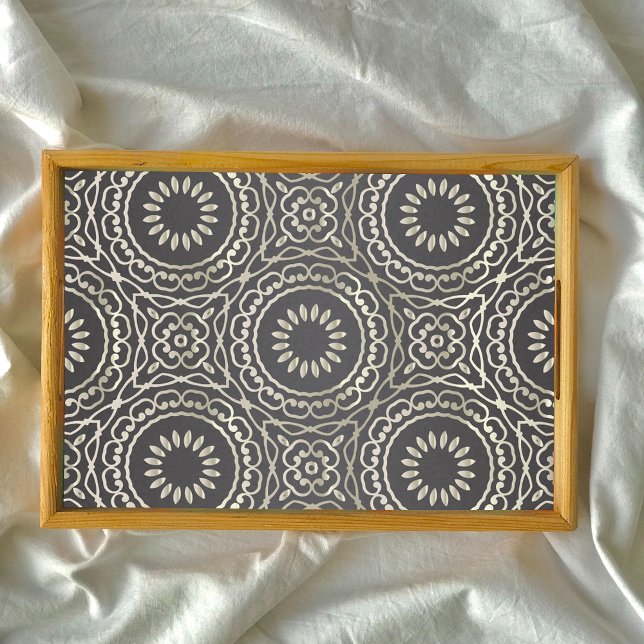Papier Mousseline Luxe Élégant Chic Faux Or Et Noir Arabesque (Créateur téléchargé)