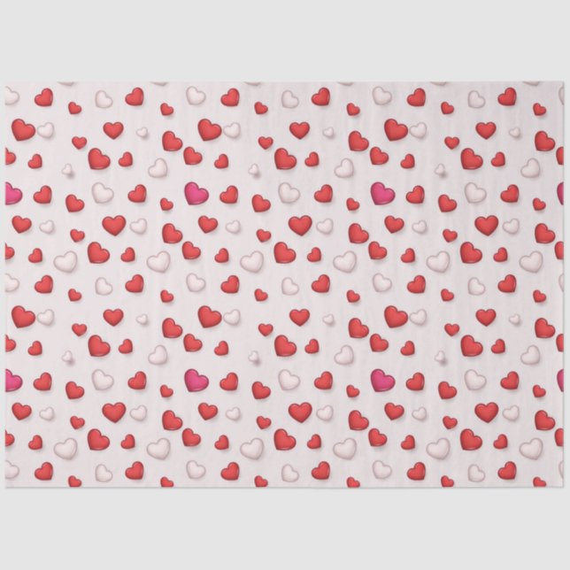 Papier Mousseline Luxe Moderne Élégant Amour Rouge Coeur (Recto)