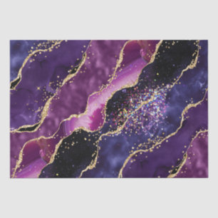 Papier Mousseline Luxe Pierre Précieuse Violet Paillettes d'Agate