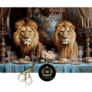 Papier Mousseline Luxe Régal Lion Blue Floral Diner Découpage